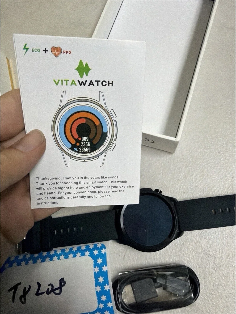 VitaWatch ECG PPG Smart Watch Fitness Activity Heart Rate Tracker Black